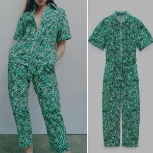 Zara Green Floral Jumpsuit